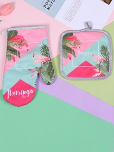 1pc Flamingo Print Oven Mitt