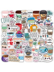 50pcs Coffee Pattern Sticker