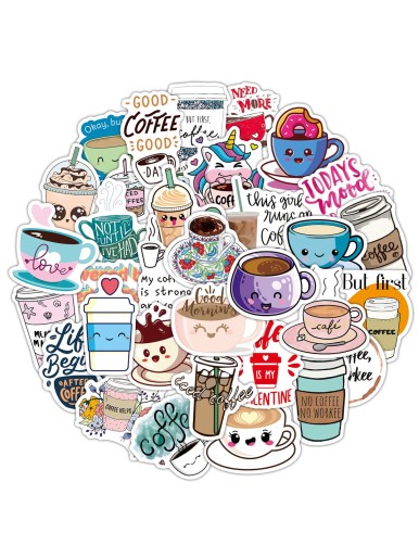 50pcs Coffee Pattern Sticker