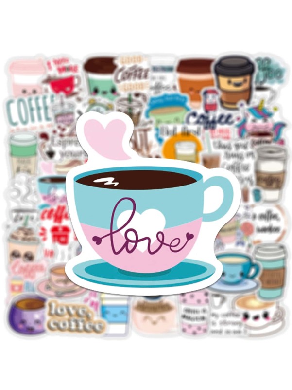 50pcs Coffee Pattern Sticker