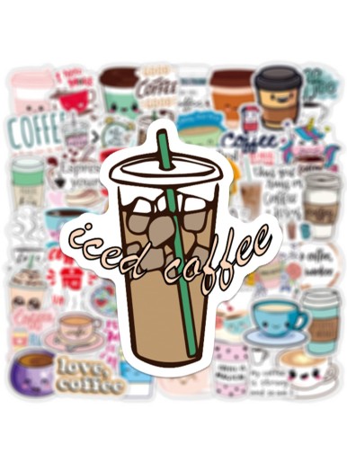 50pcs Coffee Pattern Sticker