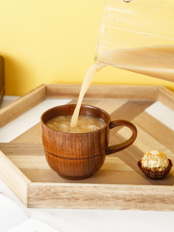 1pc Wooden Tea Cup With Handle