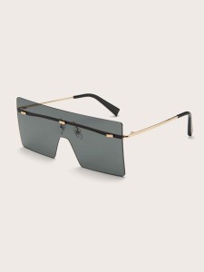 Men Flat Top Shield Sunglasses