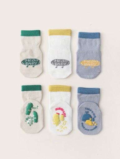 3pairs Kids Letter Graphic Socks