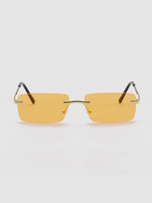 Men Rimless Square Frame Sunglasses