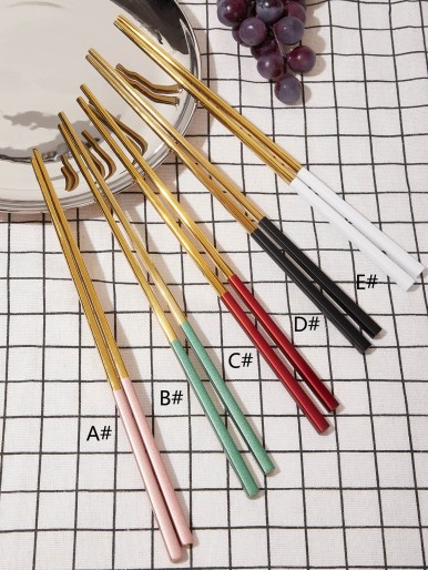 1pair Two Tone Metallic Chopsticks