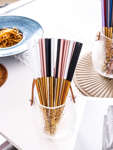 1pair Two Tone Metallic Chopsticks