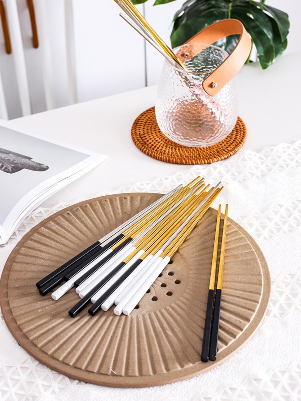 1pair Two Tone Metallic Chopsticks