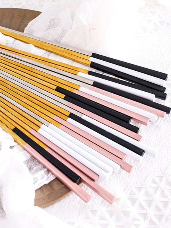 1pair Two Tone Metallic Chopsticks