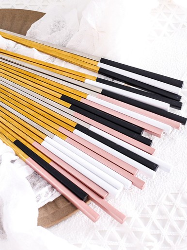 1pair Two Tone Metallic Chopsticks