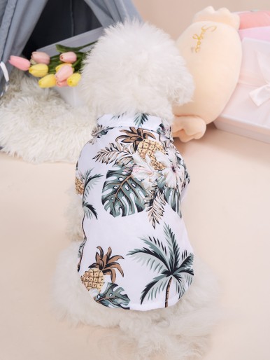 Tropical Leaf Print Pet Shirt