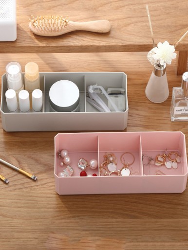 1pc 3 Grid Random Color Cosmetic Storage Box