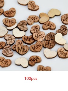 100pcs Heart Shaped Wooden Decoration