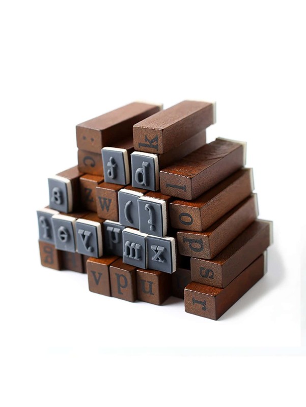 28pcs Wooden Alphabet Stamp Set