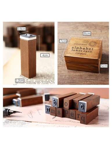 28pcs Wooden Alphabet Stamp Set