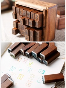 28pcs Wooden Alphabet Stamp Set