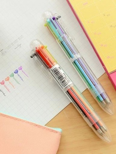 2pcs 6 In 1 Multi-color Ballpoint Pen