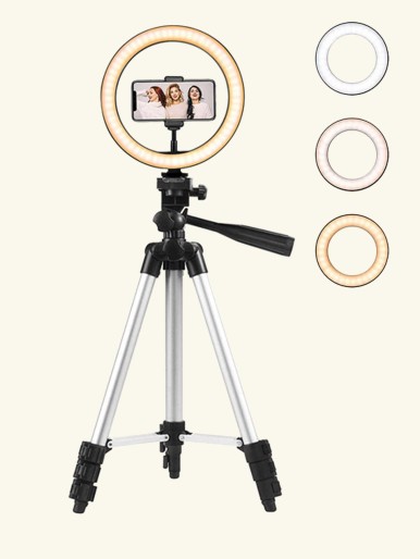 1pc Ring Fill Light With Phone Tripod Holder