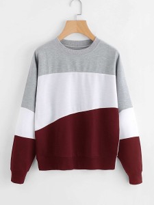 Cut And Sew Panel Drop Shoulder Sweatshirt