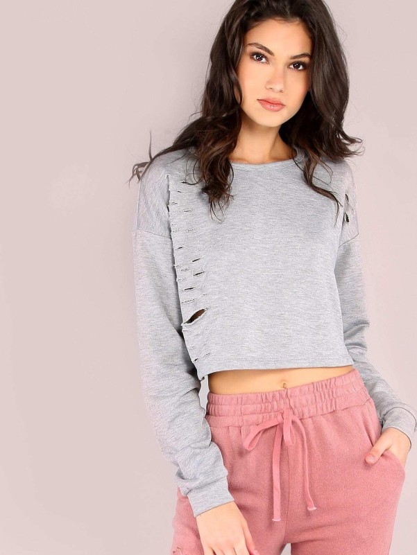 Ripped cropped clearance sweatshirt