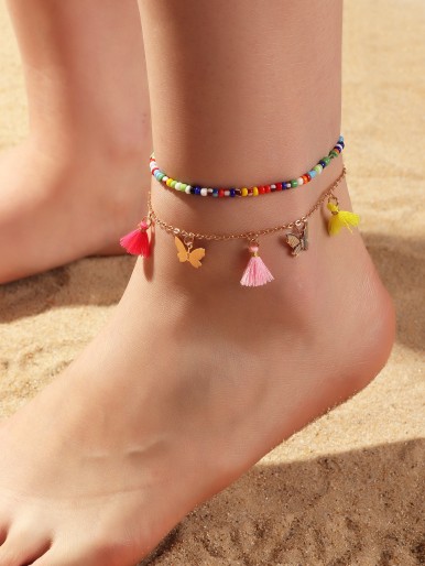 2pcs Butterfly Charm Anklet