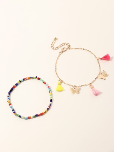 2pcs Butterfly Charm Anklet