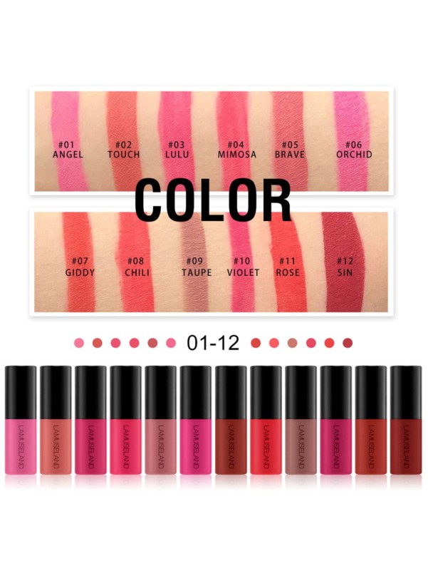 12pcs Velvet Matte Lip Glaze