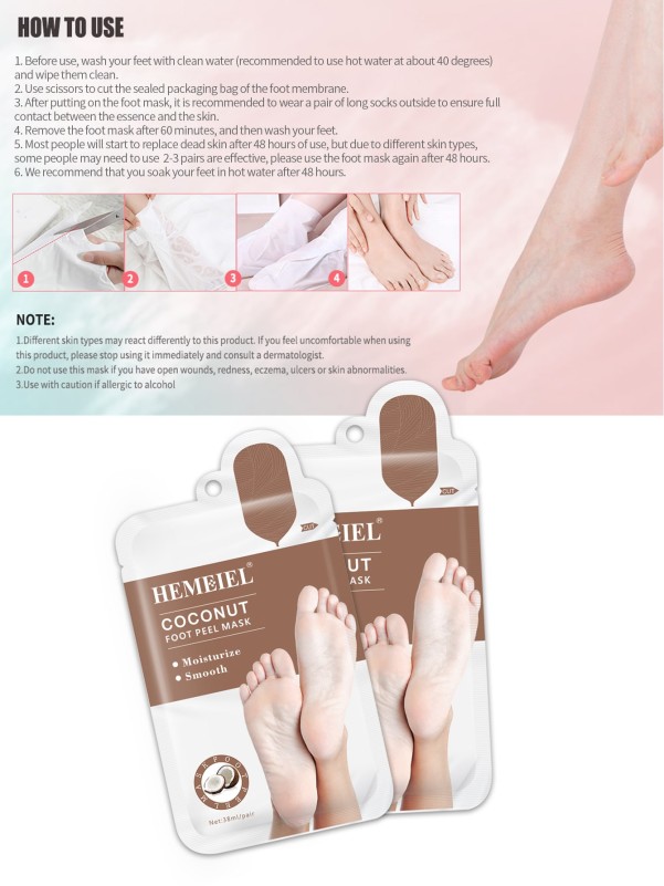 1pair Coconut Moisturizing Foot Exfoliator