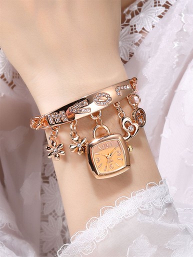 Bracelet Design Square Pendant Quartz Watch