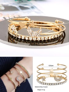 5pcs Round Pointer Quartz Watch & Bracelet Set