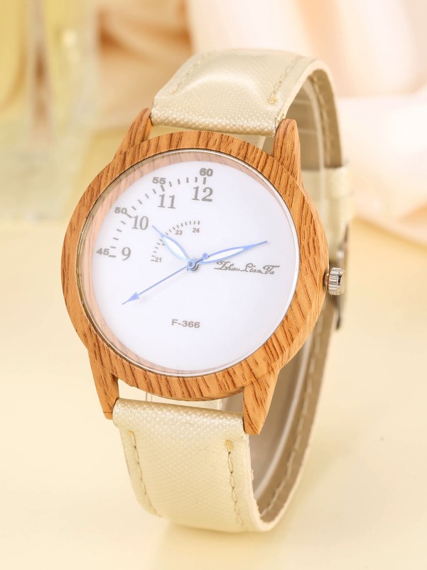 1pc Round Pointer Quartz Watch & 4pcs Bracelet