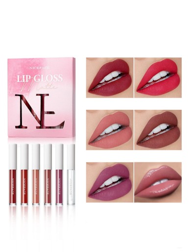 5pcs Matte Lip Gloss & 1pc Lip Plumper