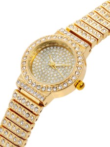 1pc Rhinestone Decor Quartz Watch & 1pc Bracelet