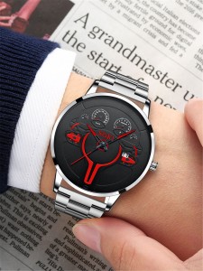 Men Round Pointer Date Quartz Watch