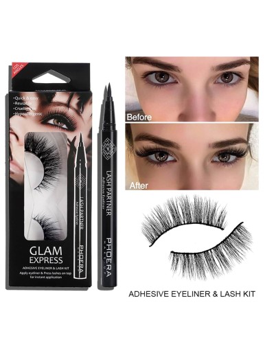 1pc Liquid Eyeliner & 1pair Eyelash