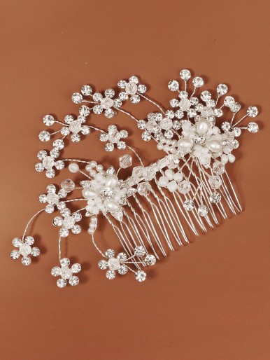 Faux Pearl & Rhinestone Decor Bridal Headwear