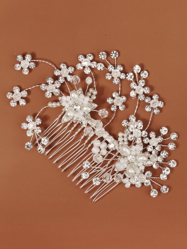 Faux Pearl & Rhinestone Decor Bridal Headwear