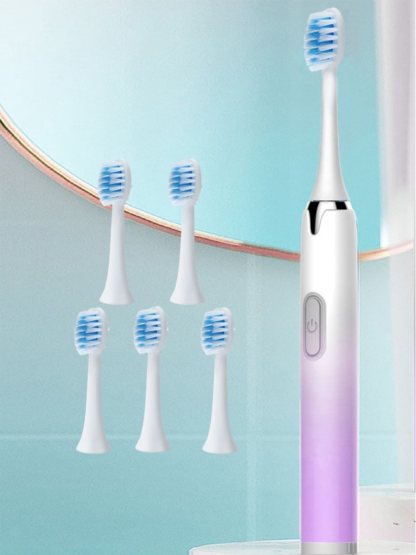 1pc Ombre Electric Toothbrush & 6pcs Brush Head