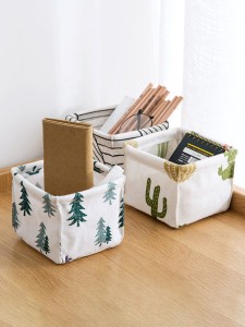 1pc Plant Print Random Desktop Storage Basket