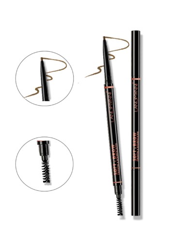 1pc Liquid Eyeliner Pen & 1pc 2 In 1 Eyebrow Pencil