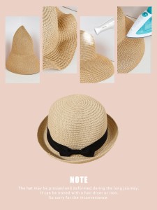 Girls Bow Knot Decor Straw Hat