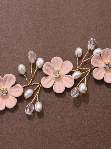 Flower & Faux Pearl Decor Bridal Headwear