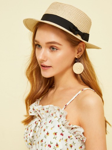 Bow Decor Flat Top Fedora