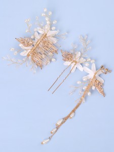 5pcs Flower & Faux Pearl Decor Bridal Headwear Set