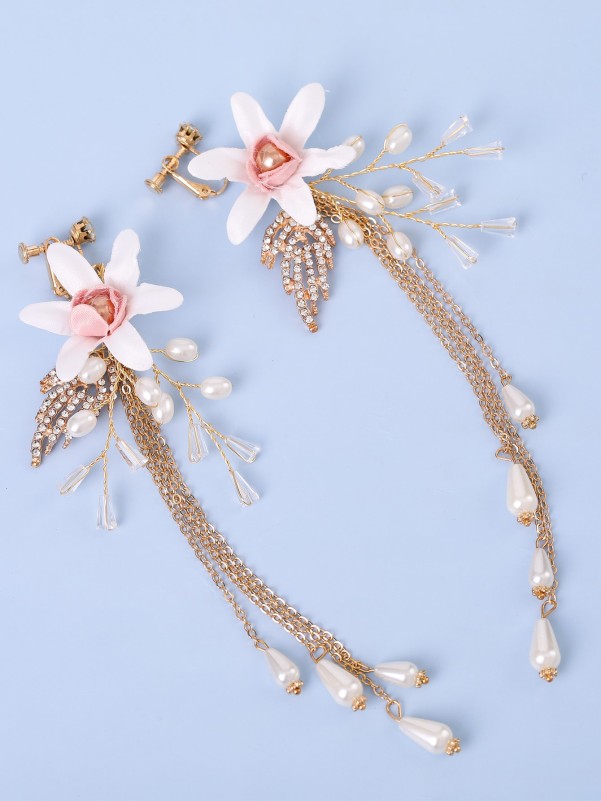 5pcs Flower & Faux Pearl Decor Bridal Headwear Set