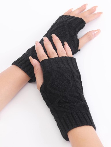 Geo Knit Open Finger Gloves