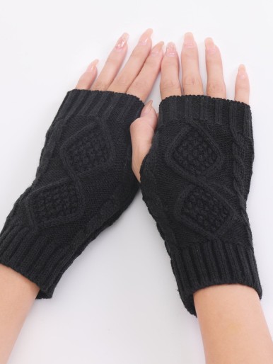 Geo Knit Open Finger Gloves