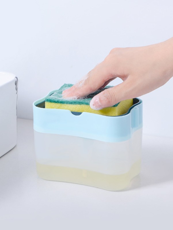 1set Random Color Dish Cleaning Soap Dispenser & Sponge Brush