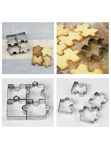 4pcs Stainless Steel Puzzle Biscuit Mold