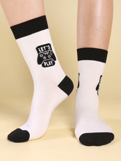 Men Letter Graphic Crew Socks